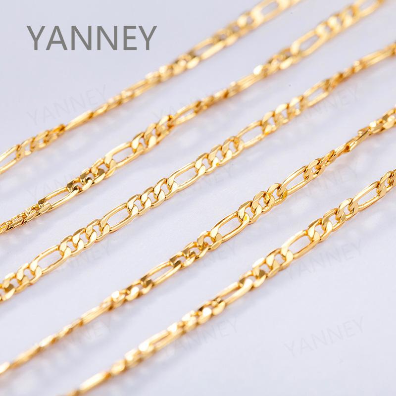 

925 Silver 18K Gold 4mm Figaro Necklace Party Gift Christmas Ornaments for Men and Women 40cm