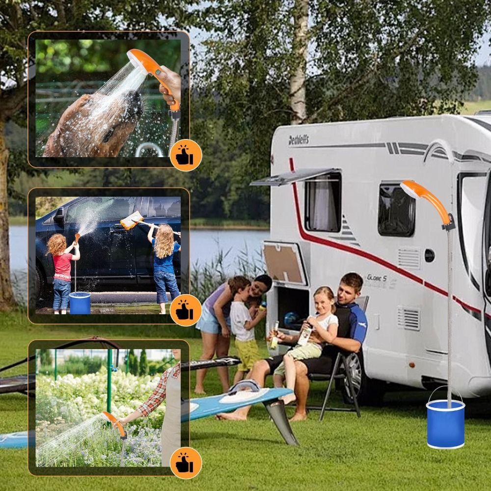 Waterproof Pump Head Outdoor Shower Digital Temperature Display Rechargeable Shower  Hiking