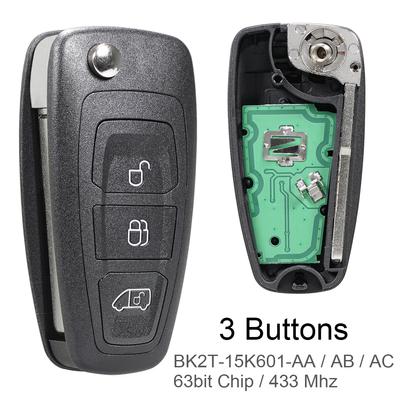 3 + 1 Düğme 433 MHz Katlanır Anahtarsız Uzaktan Araba Anahtarlık 63 Çip BK2T-15K601-AA/ AB/ AC 2014-2016 Özel