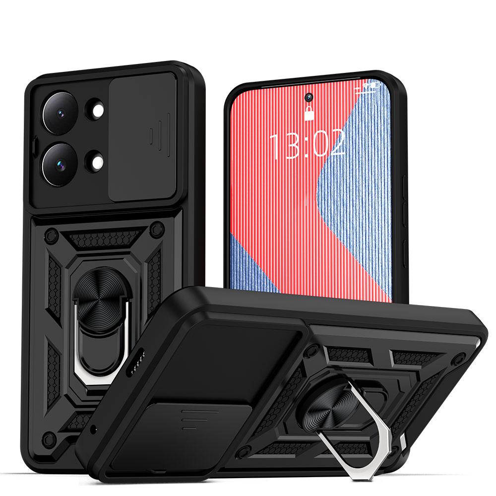 KEYSION Shockproof Armor Case for Xiaomi POCO X8 Pro Max Slide Camera Lens Protection Ring Stand Phone Cover for POCO X8 Pro Max