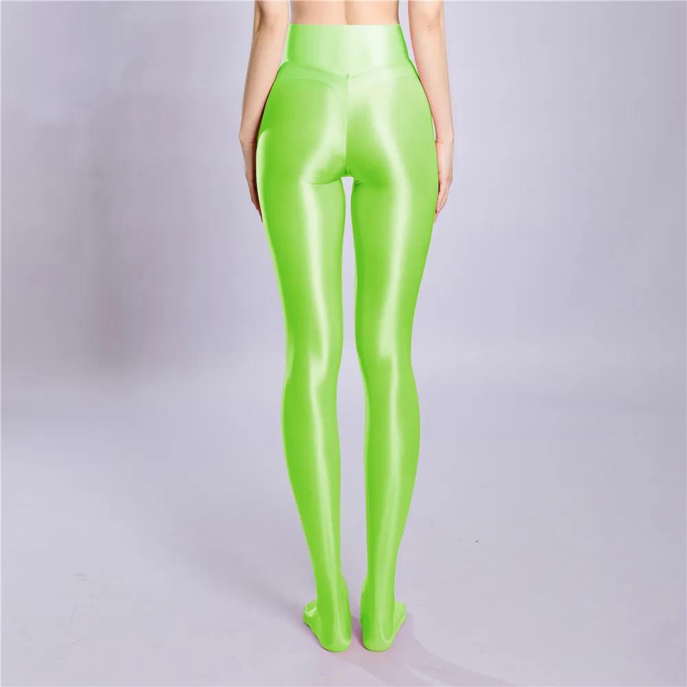 Sexy Women Stain Smooth Pants Oil Shiny Glossy Pantyhose Yoga Leggings Elastic Dance Tights Shaping Seamless Pants Maid Stocking