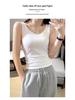 Spring/Summer Women's White Cotton Racerback Tank Top - Sleeveless Camisole Knitted Base Layer