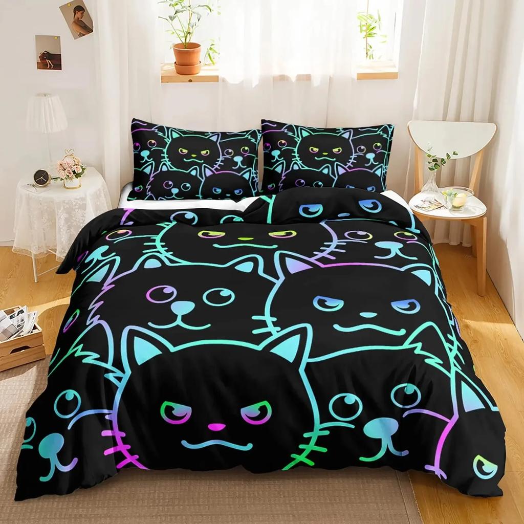 Cute Cartoon Panda Stars Comfortable Duvet Quilt Cover Pillowcase Bedding Set Children Bedroom Decoration Home Textile