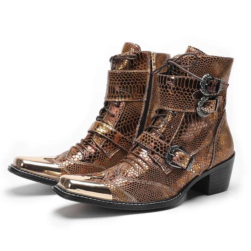 Kaufe Batzuzhi Handgemachte Herren Stiefel Western Cowboy Braun Echtes ...