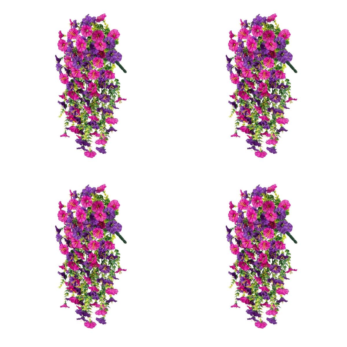 

2 шт. искусственные подвесные цветы петунии, устойчивые к ультрафиолетовому излучению, многоразовые искусственные петунии для праздничного оформления свадебной вечеринки на открытом воздухе 4pcs фиолетовый/красный