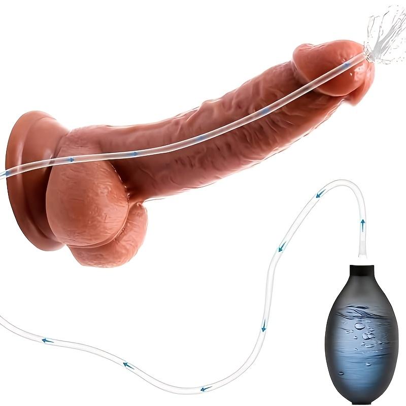 Realistic Water-Spray Silicone Dildo, Soft Skin Feel Penis Toy with Strong Suction Cup, G-Spot & P-Spot Stimulator for Couples