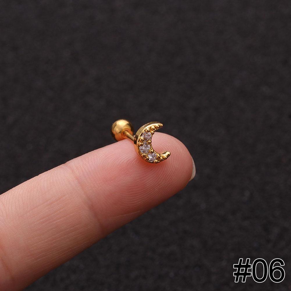Women Simple Needle Pearl Gold Zircon Crown Stainless Steel Stud Earring Fashion Jewelry Eardrop Earrings