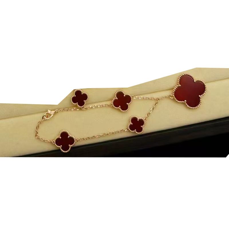 Bransoletka Seiko Wysokiej Jakości V Złoto Czterolistna Koniczyna Rozmiar Asymetryczna Pięciokwiatowa Naturalna Masa Perłowa Bransoletka Damska