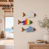 Fish Wall Decor 3Pcs/Set Wooden Coastal Art, Rustic Handcrafted Decor, Artistic Nautical Sculpture for Living Room, Beach Lake House Room