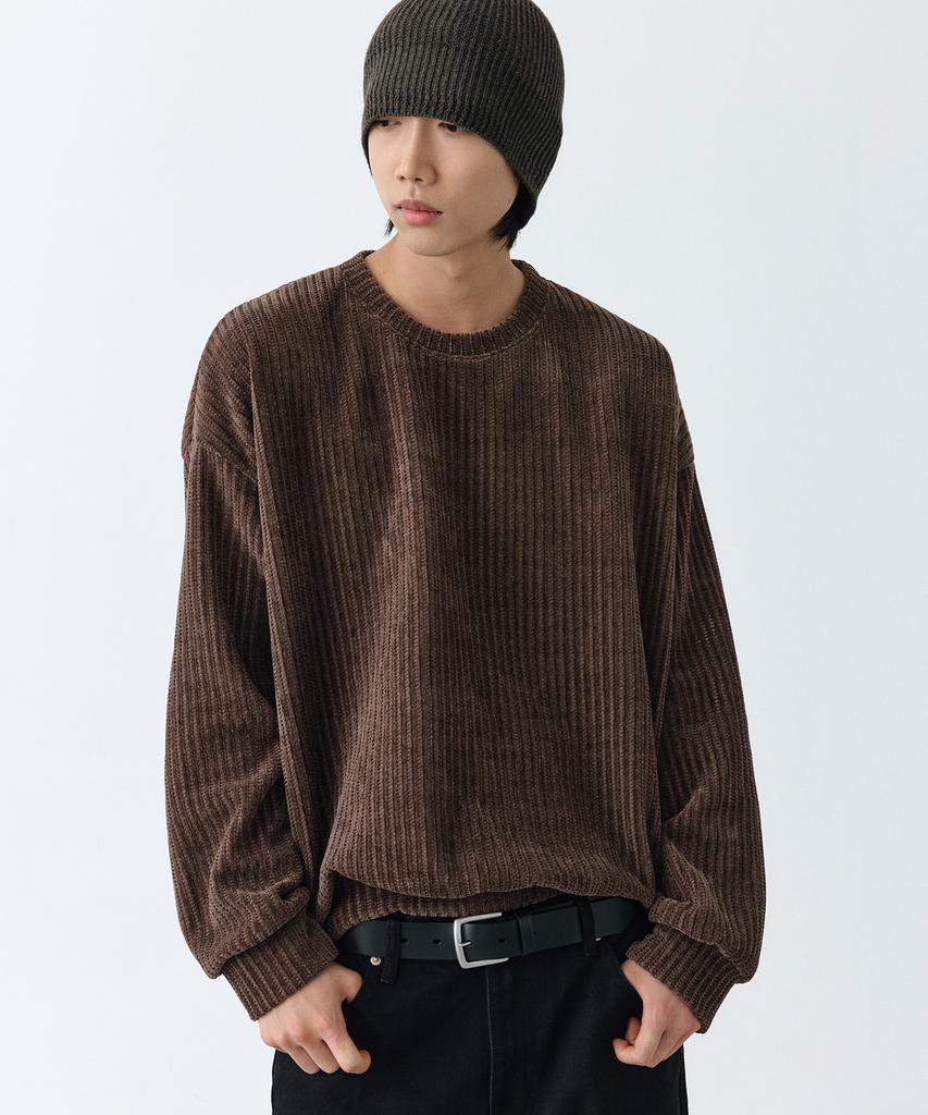 LXT Soft Velour Corduroy Sweatshirt [Brown]