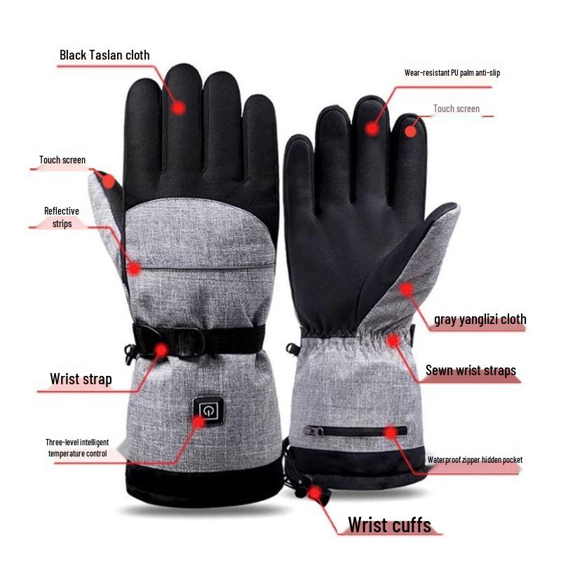 Smart Touchscreen Heated Winter Gloves – Electric, Cold-Proof, for Outdoor Cycling and Skiing.