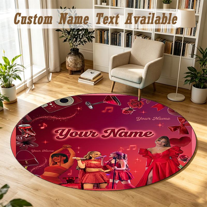 Round Rug Custom NameAyliva Pattern Non Slip Carpet Home Floor Decor