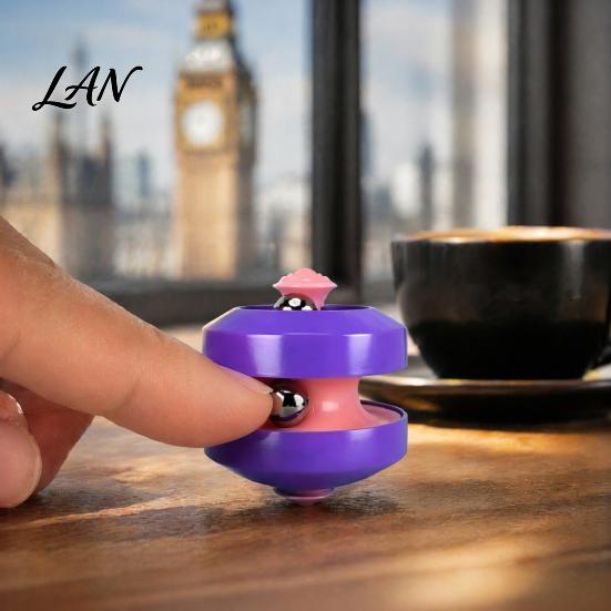 Relaxation Desk Toy Rolling Ball Fidget Spinner Toy, Rotatable Spinning Top Stress Relief Double Track Marble Run Fingertip Gyro for Adults
