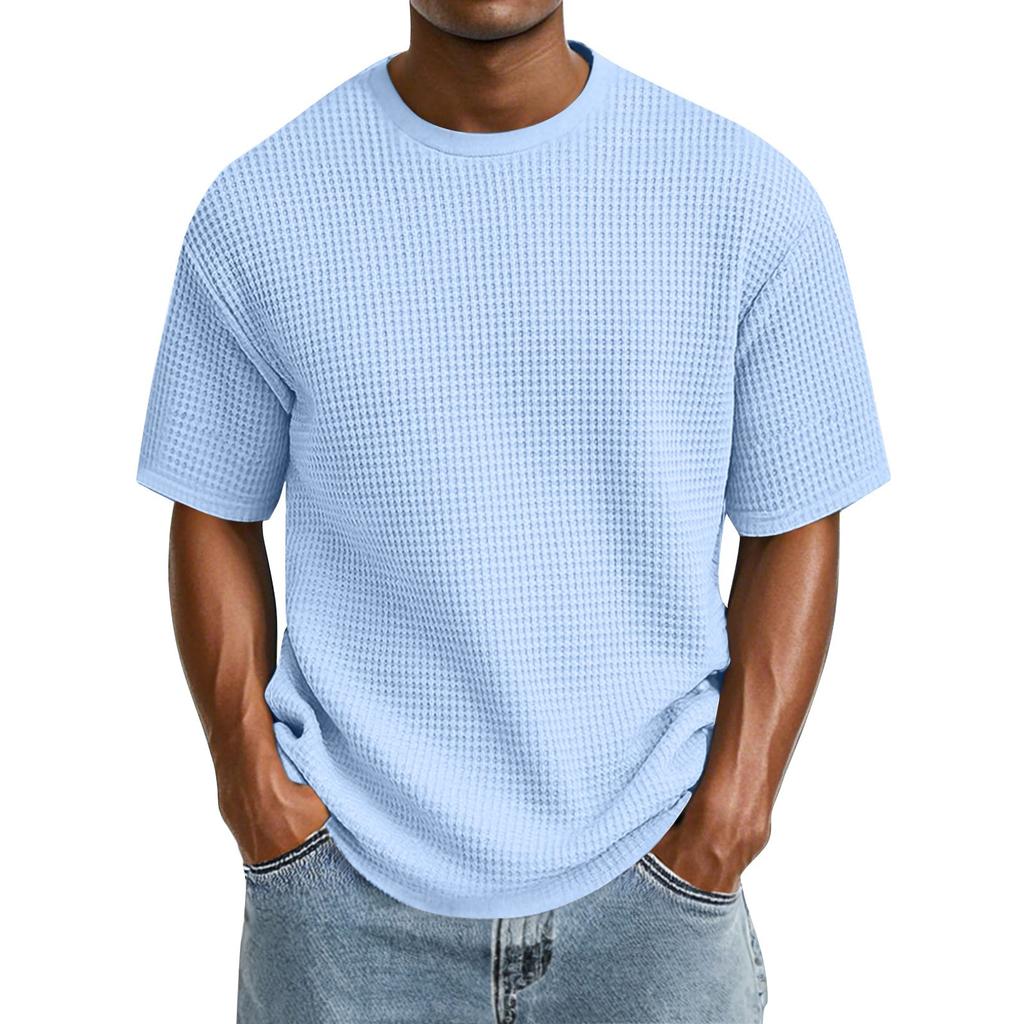Camiseta Informal de Color de Moda para Hombre con Cuello Redondo y Manga Corta