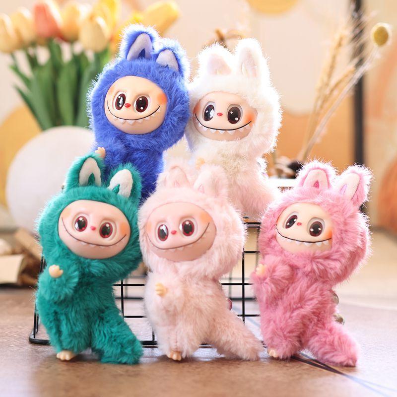 Cute Vinyl Pull Rabbit Plush Pendant Doll Small Rabbit Bag Keychain Toy