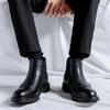 FashionMen High Top Platform Breathe Chelsea Leather Shoes New Fashion Trend Versatile Japan Korean Business Casual Shoes Suit Men Shoe
