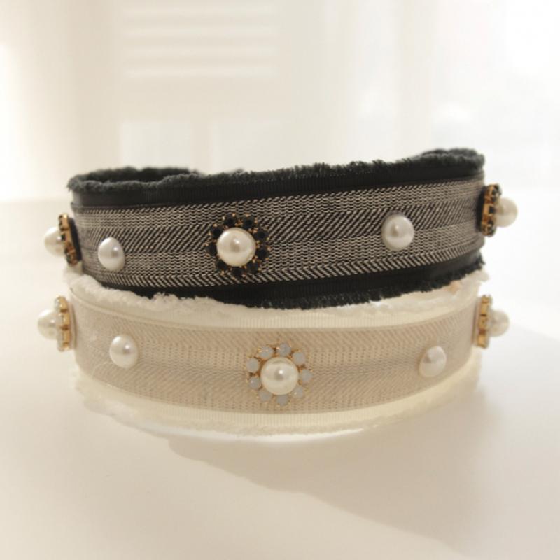 

J.Lauren Твидовая Жемчужная Кубическая Большая Повязка для Волос H0841 ivory