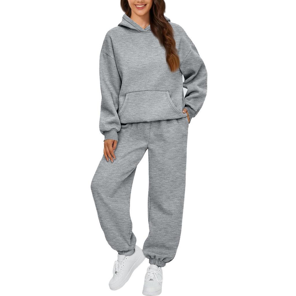 Damen 2-teilige Outfits Hoodie Trainingsanzug Sets Oversized Sweatshirt Baggy Herbstmode Jogginghose mit Taschen