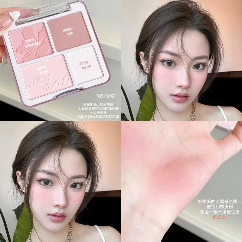 Judydoll Orange Blush Highlighter Multi-Use Cream for Contouring and Shading, Matte Face Brightening and Setting