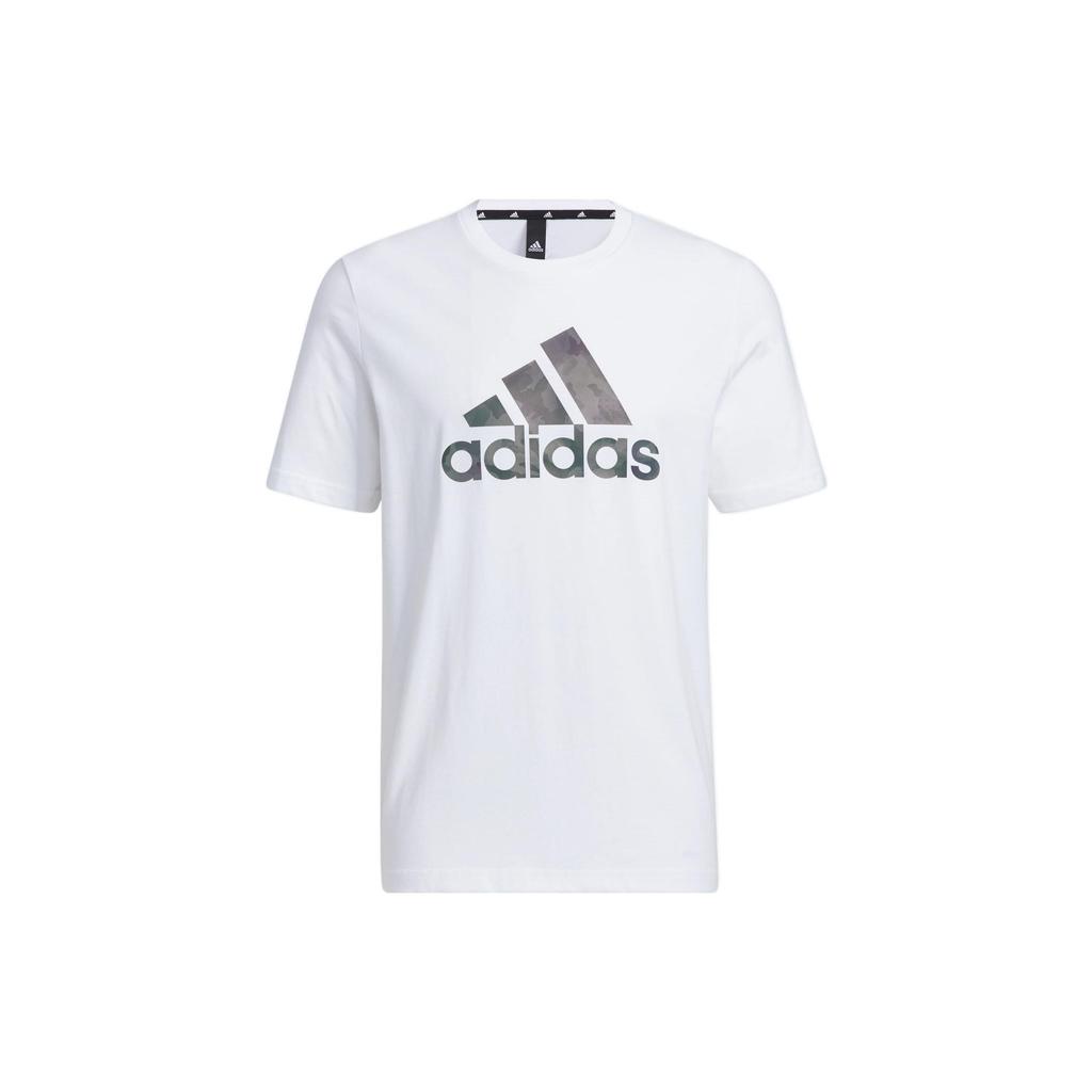 Adidas Alphabet Logo Print Sports Round Neck Short Sleeve T-Shirt Men Tops White HE7425