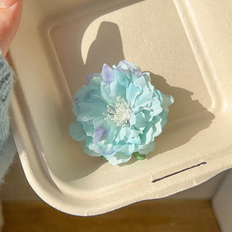 Green Themed Flower Hair Claw Clip Side Bangs Hair Clip Mesh Fake Flower Atmosphere Hairpin Seaside Vacation Hair Accessories