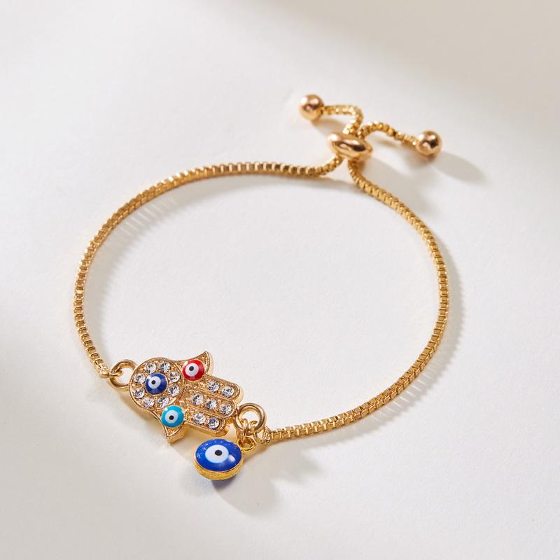 

Classic Turkish Evil Eyes Bracelet for Women Lucky Rhinestone Blue Eye Push Pull Adjustable Bracelet Girls Party Jewelry Gift