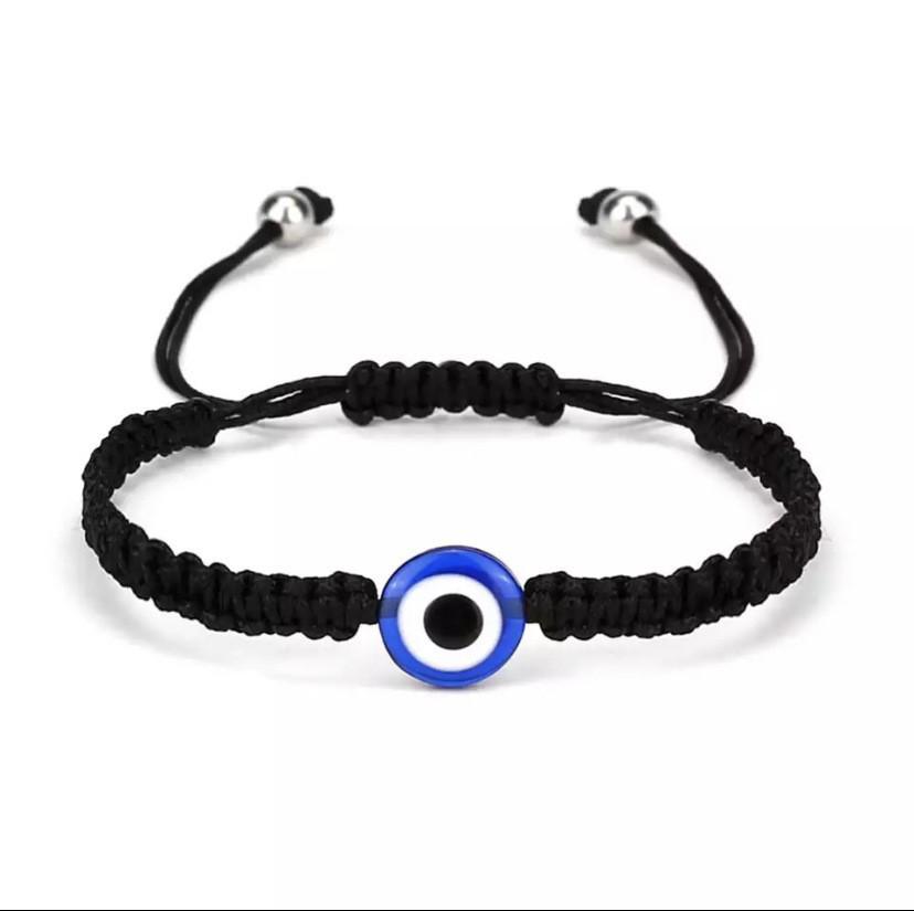 Bracciale Occhio di Bue Blu Regolabile - Tessuto a Mano con Popolare Design dell'Occhio del Demone