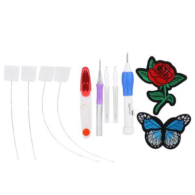 Sada Punch Needle Vyšívání Stehování Řemeslný Nástroj TPR Rukojeť DIY Navlékací Zařízení na Šicí Nit