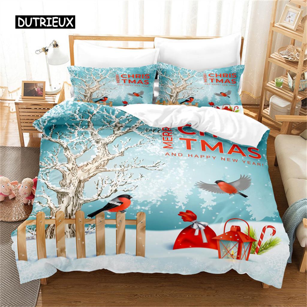 Santa Claus Duvet Cover Red White Bedding Set Merry Christmas Happy New Year Comforter Set Children Duvet Cover For Decor Gift