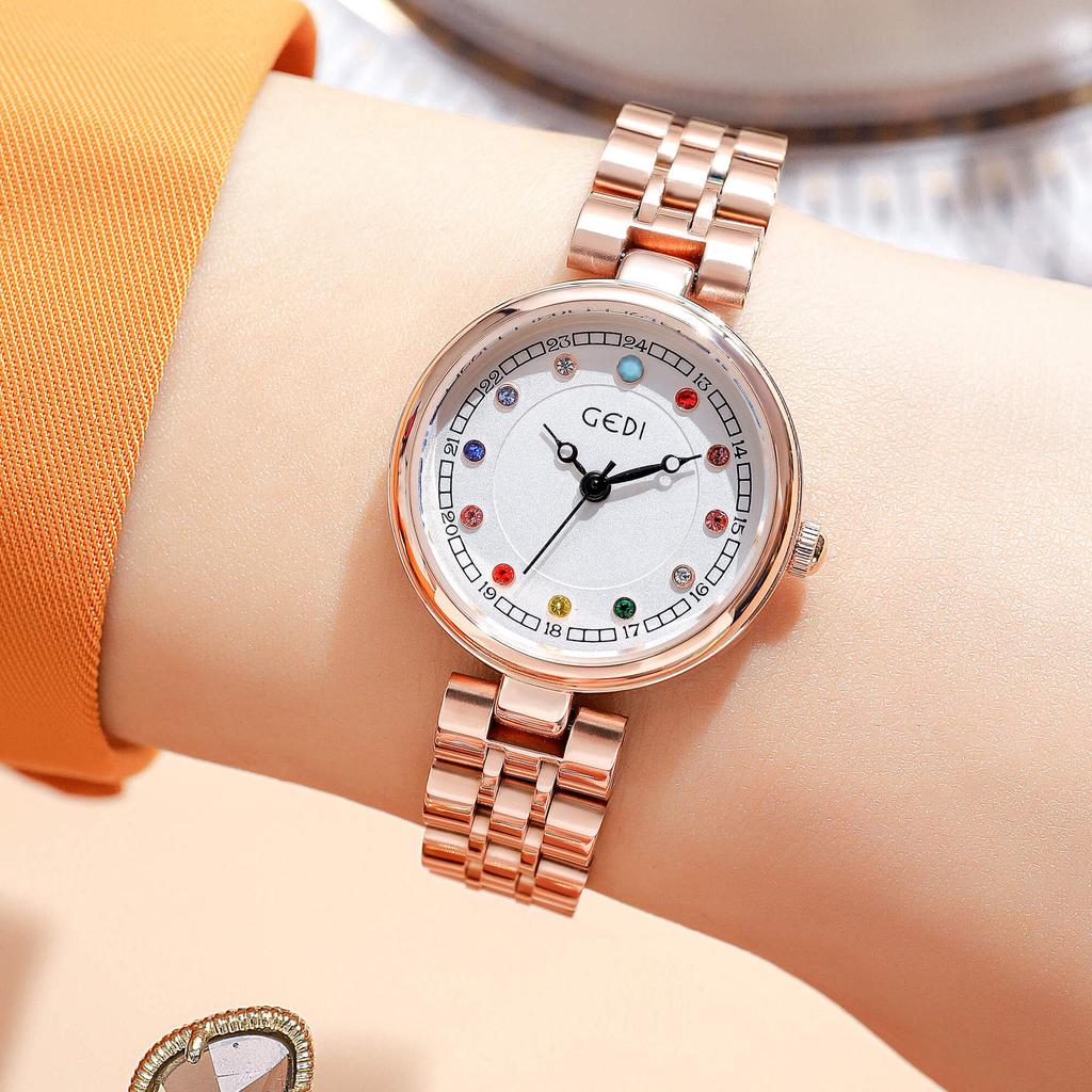 Creative High-end Colored Diamond Disc Women's Niche Light Luxury High-value Waterproof Stainless Steel Quartz Watch