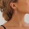 Retro Geometric Diamond-set Cross Earrings Women's Niche Light Luxury High-end Gourmet Earrings