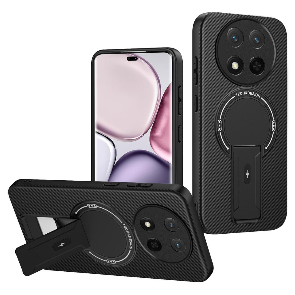 Phone Case For Honor X9c 5G/X60 Pro 5G/Magic7 Lite 5G Carbon Fiber Texture PC+TPU Cover with Kickstand