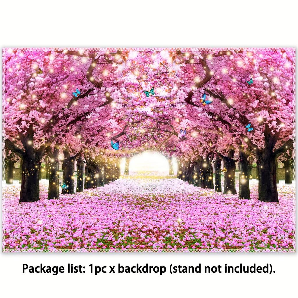 Frühlings-Kirschblüten-Polyester-Fotografie-Hintergrund, Osterblumen, Hochzeit, Party, Fotohintergrund, rosa Blumenboulevard