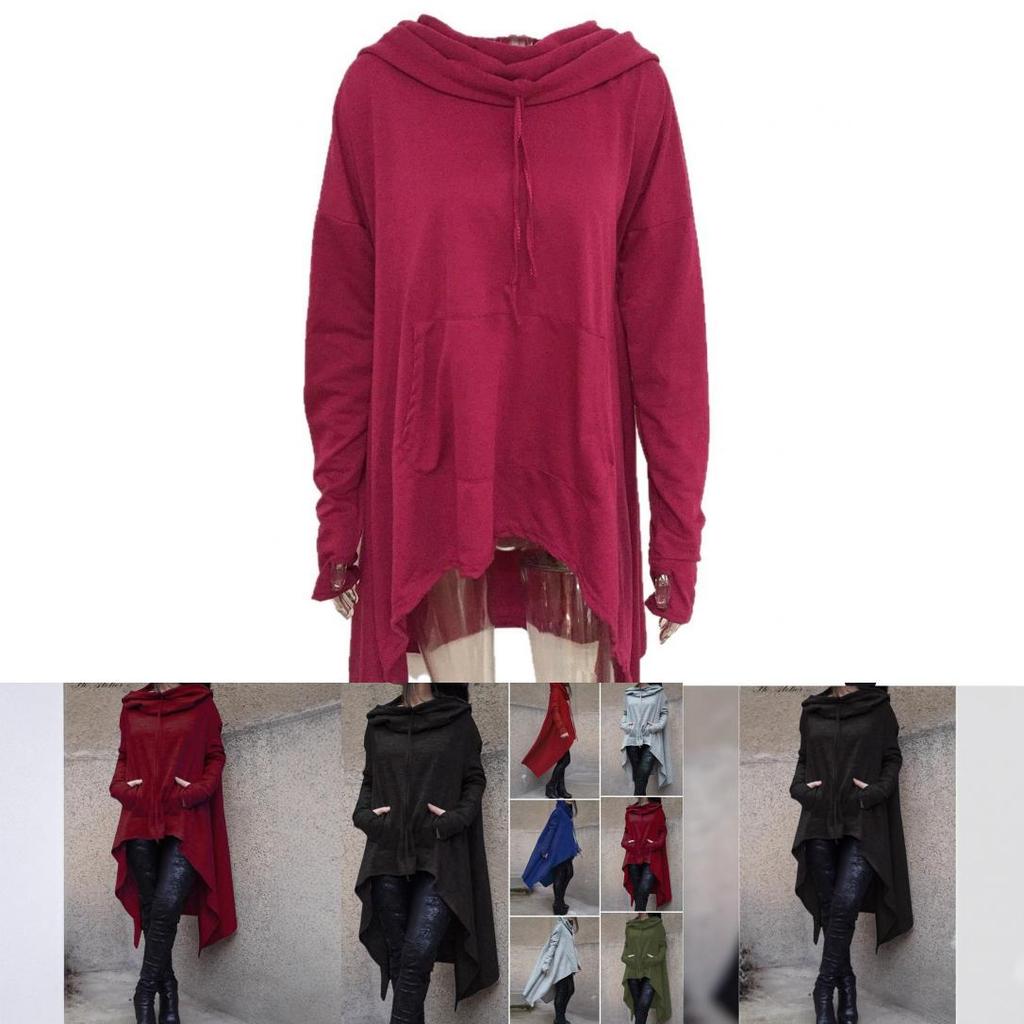 Plain Long Sleeve Hoodie Sweatshirt With Midlength Design For Women Winter