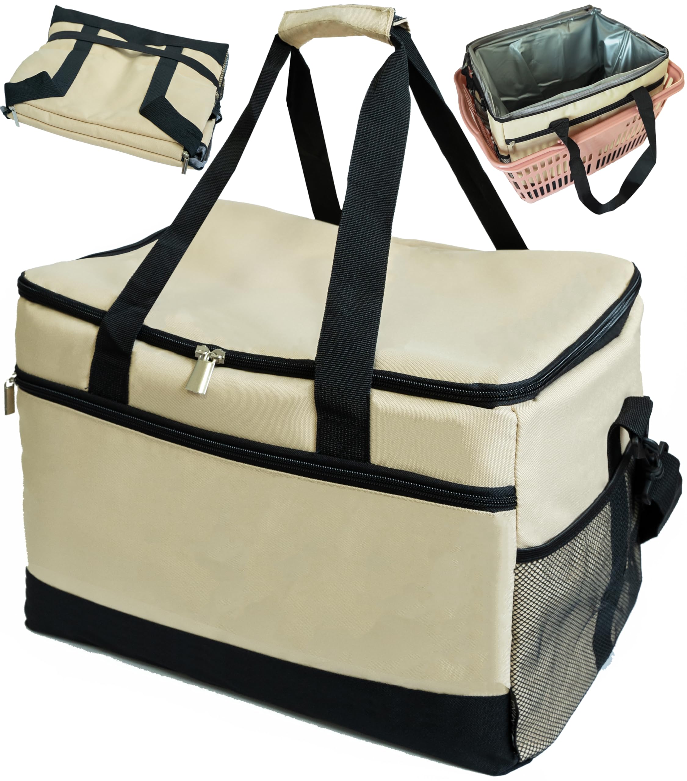 

в Складная корзина для покупок Большая вместимость 35 л Складной холодильник Изолированный холодильник Корзина для покупок Мягкий холодильник Бежевый [Показано в журналах! Размер] Коробка, Сумка, бежевый