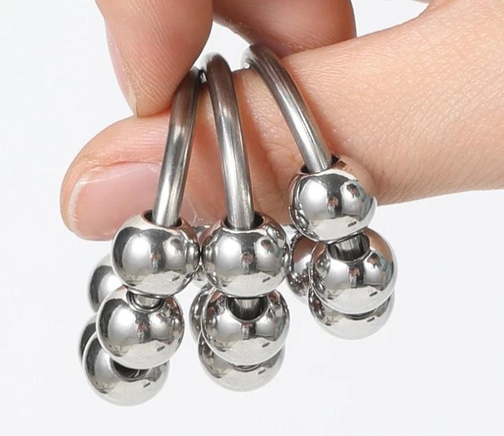 Men's Six Beads Lock Precision Sleeve Ring Stainless Steel Metal Penis Ring Sex Toys for Men Male Delay Ejaculation Cock Ring Glans Stimulator