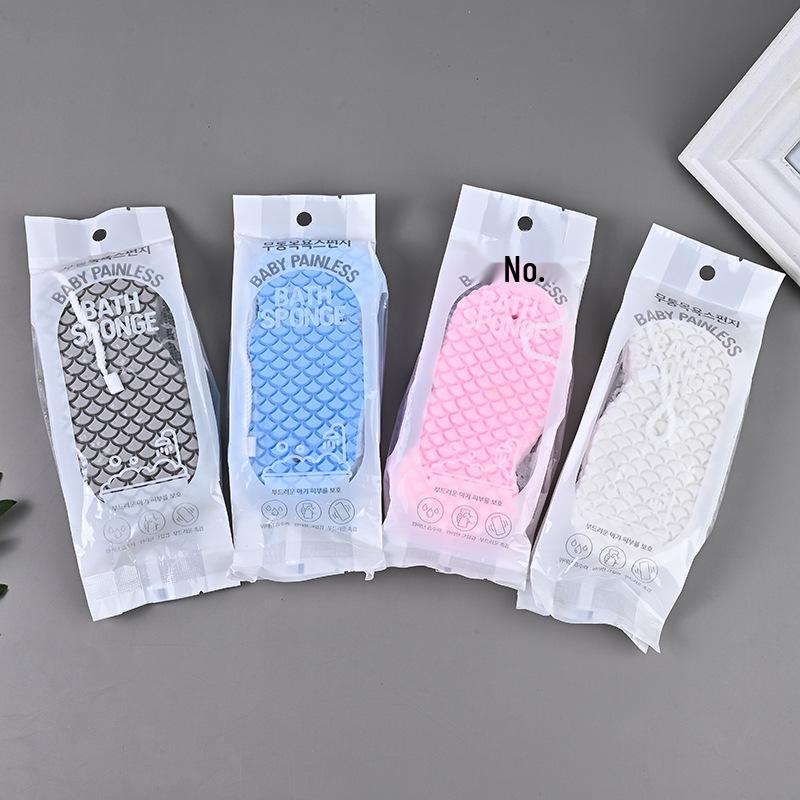 

3D Губка для пилинга для купания, безопасная для детей - Мягкая губка с рисунком рыбьей чешуи Fish Block - Pink