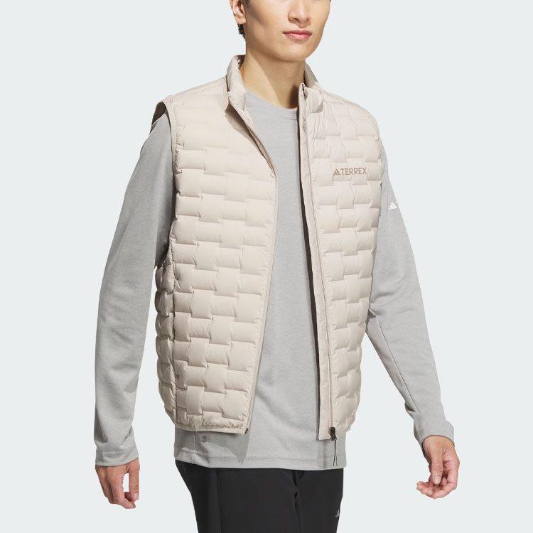 Adidas Down Vests Men's Ecru Stand Collar Moderate IT8696