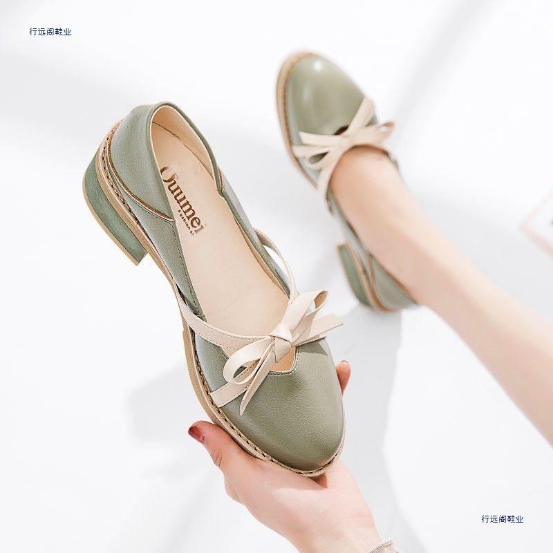 Spring new single shoes female students flat-bottomed versatile light mouth small leather shoes bow Mary Jane shoes children