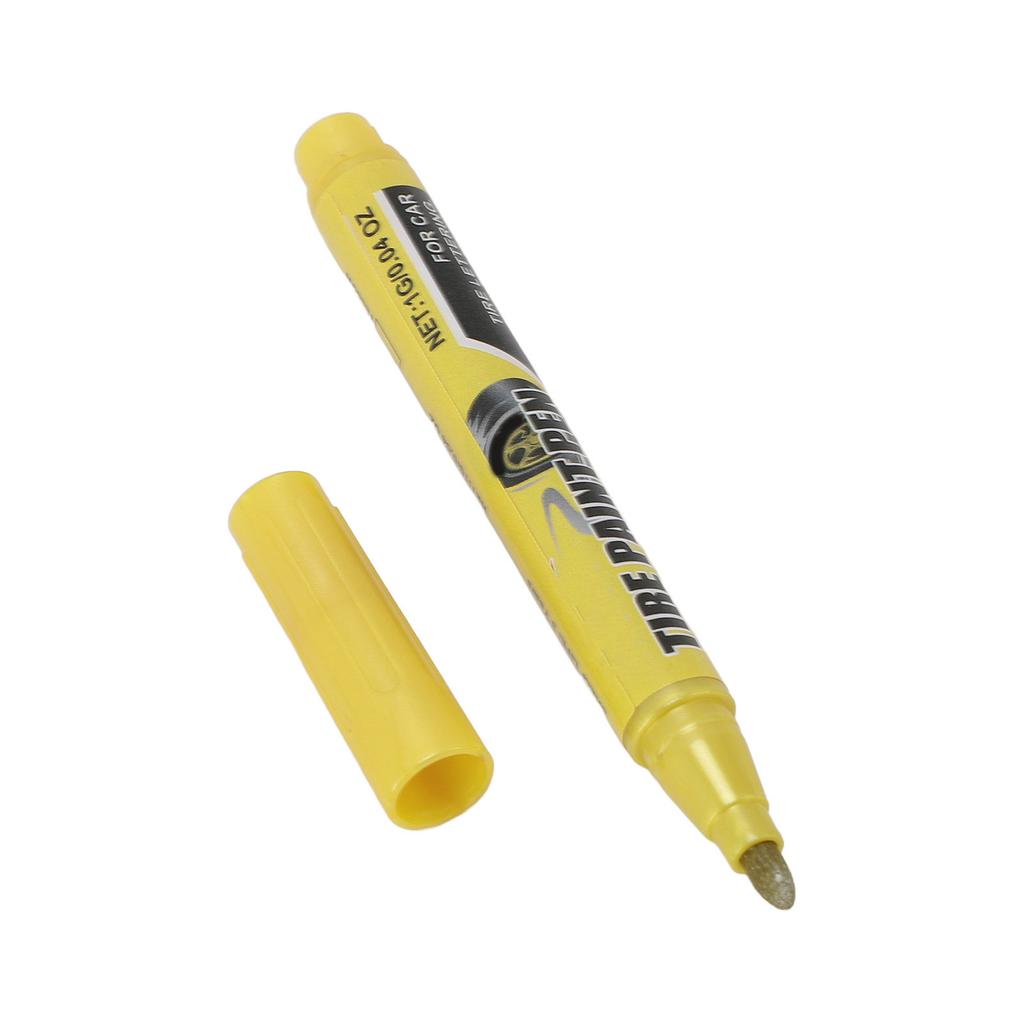6 Pcs 1g Yellow Tire Paint Pen Water Proof Tire Art Marker for Automotive Vehicle