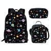 Classic Novelty Cool Fantasy Space Astronaut 3D Print 3pcs/Set Pupil School Bags Laptop Daypack Backpack Lunch Bag Pencil Case