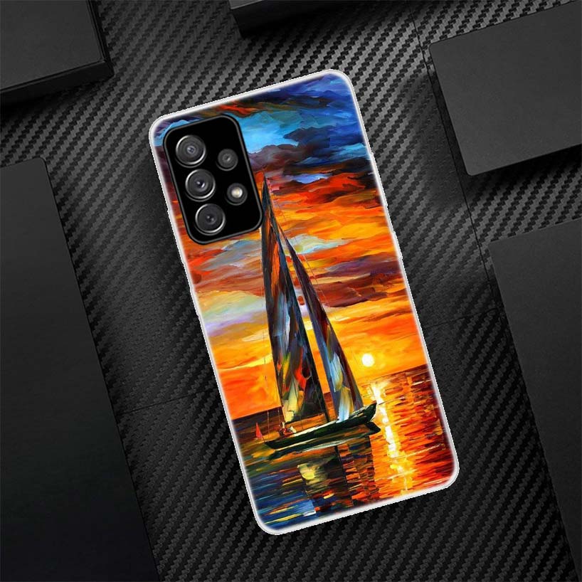 Sailing Boat Phone Case For Samsung Galaxy A55 A54 A52 A53 A15 A14 A12 A13 A25 A24 A22 A23 A35 A34 A32 A33 A04S A02S A03S Call P
