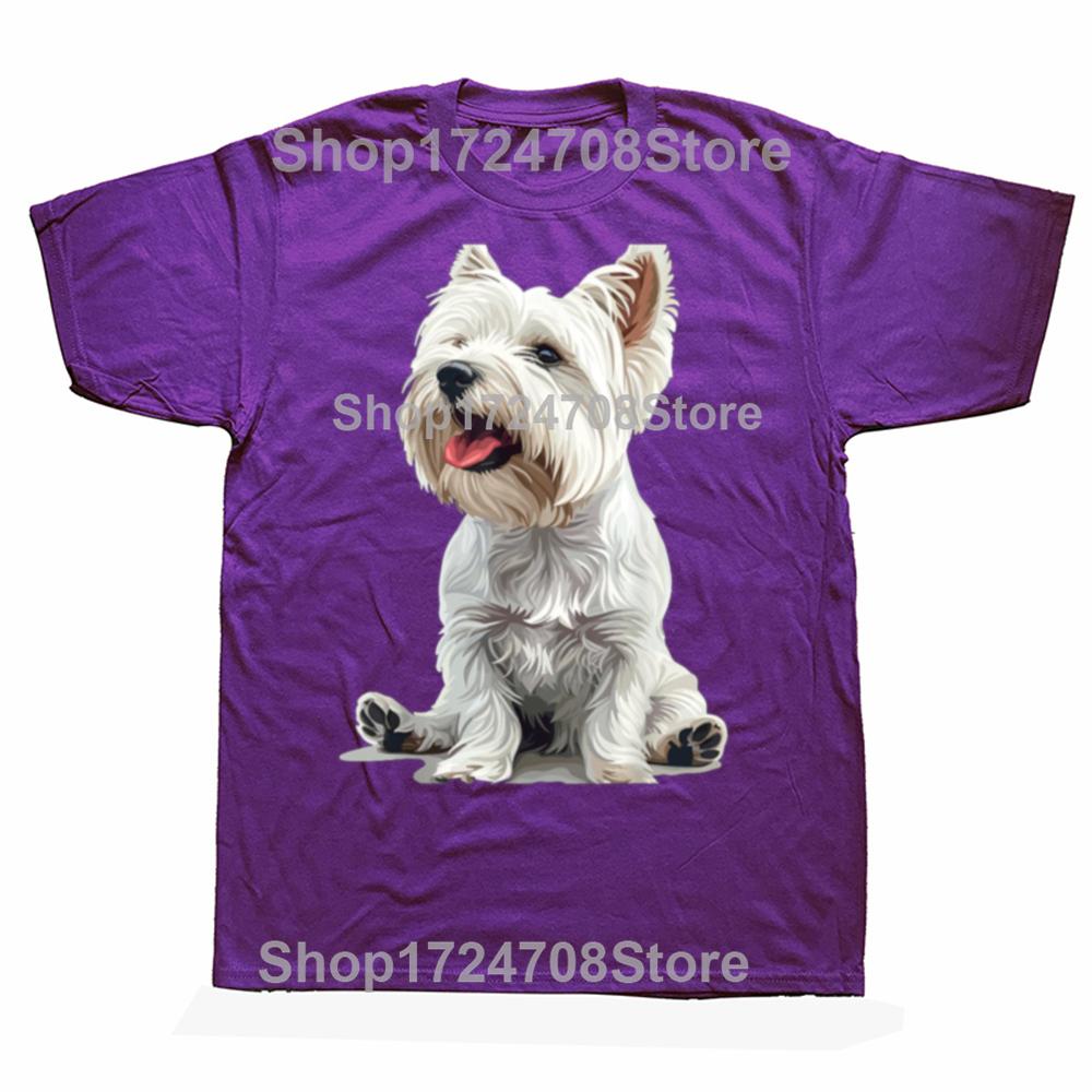 Lustige West Highland White Terrier Hunde Westie T-Shirts Herren Damen Mode Lässiges T-Shirt 100% Baumwolle Locker Übergröße T-Shirt