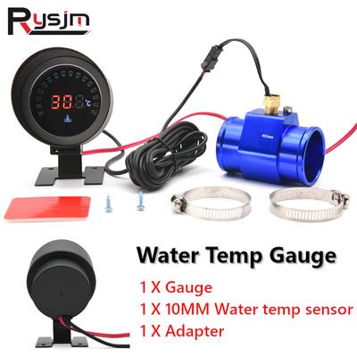 Medidor de temperatura de água digital LCD 12V/24V + sensor de temperatura de 10 mm + adaptador de sensor de tubo de junta para modificação de medidor de carro Celsius