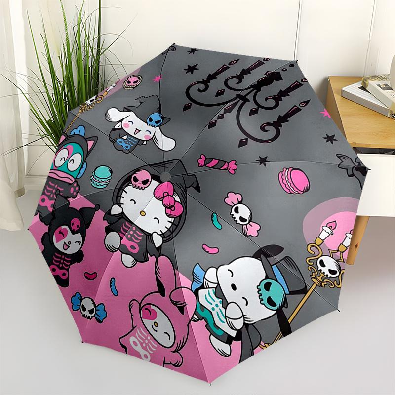 

1pc Halloween Skeleton Party Automatic Opening/Closing Umbrella - Portable Three-Fold Design with 8-Bone Iron Frame - Outdoor for Fans, Travelers, Eve