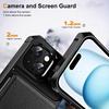 For iPhone 15 Plus Case Card Slot Kickstand Leather+TPU Reinforced Corner Phone Cover