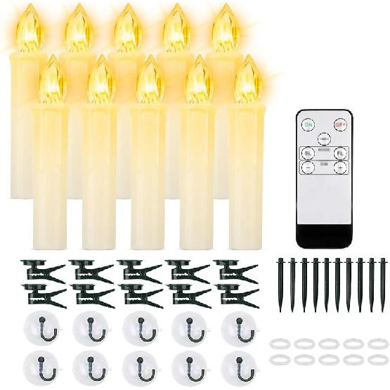 20 PCS Christmas Tree Candles Lights Flickering,Clip on Candle Battery Operated Taper Candle Stick with Timer,Mini Flameless Candles for Wreath