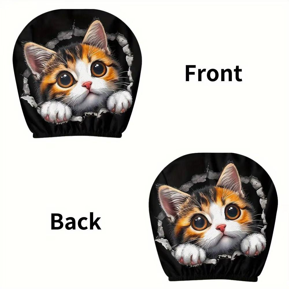 2Pcs Universal Car Seat Cover Santa Claus Breathable Car Headrest Cover Dust-proof Elastic Car Seat Headrest