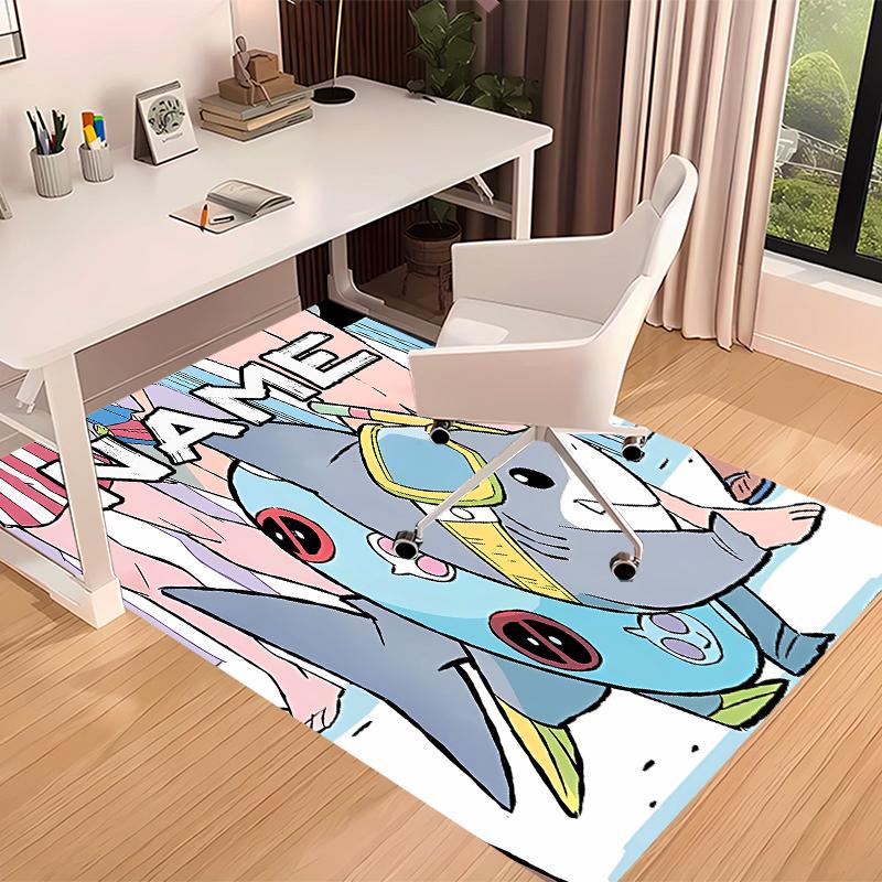 Custom Personalization Jeff the Land Shark Print Area Rug - Soft, Washable Non-Slip Indoor Mat,Living Room,Home&Office Decorative Rug