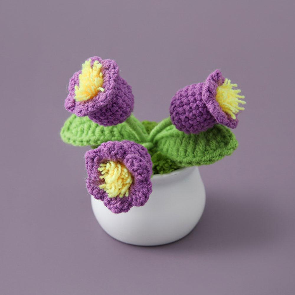 DIY Handwoven Mini Potted Flower Rose Tulip Daisy Office Desktop Ornamental Plant Woolen Thread Finished Product Home Decoration